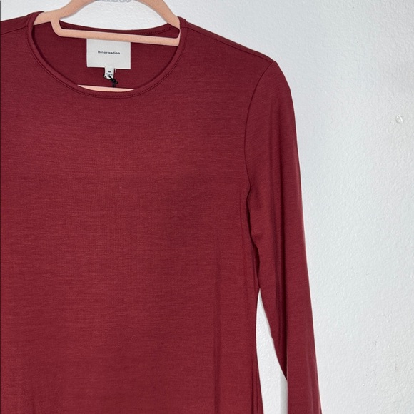 NWT Reformation Tommie Long Sleeve Stretch Dress Chiantia maroon Medium - Picture 5 of 7